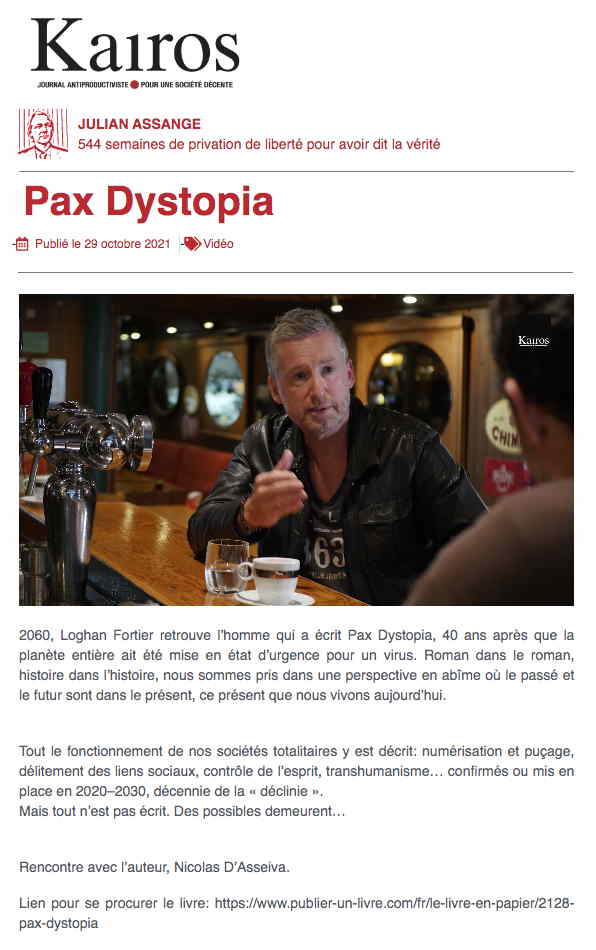 ADK - Conversation avec Nicolas d'Asseiva autour de son roman <i>« Pax Dystopia »</i>.